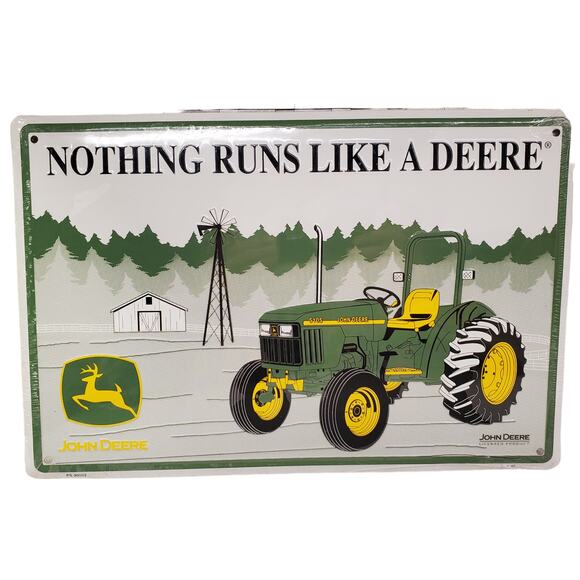 Vintage John Deere Tractor Metal Sign Nothing Runs Like A Deere Moline Ill 18" - Picture 1 of 10